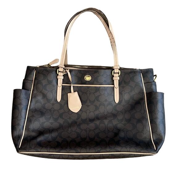 COACH Peyton Brown Signature Multifunction Workwear Tote Travel Baby Diaper Bag‎